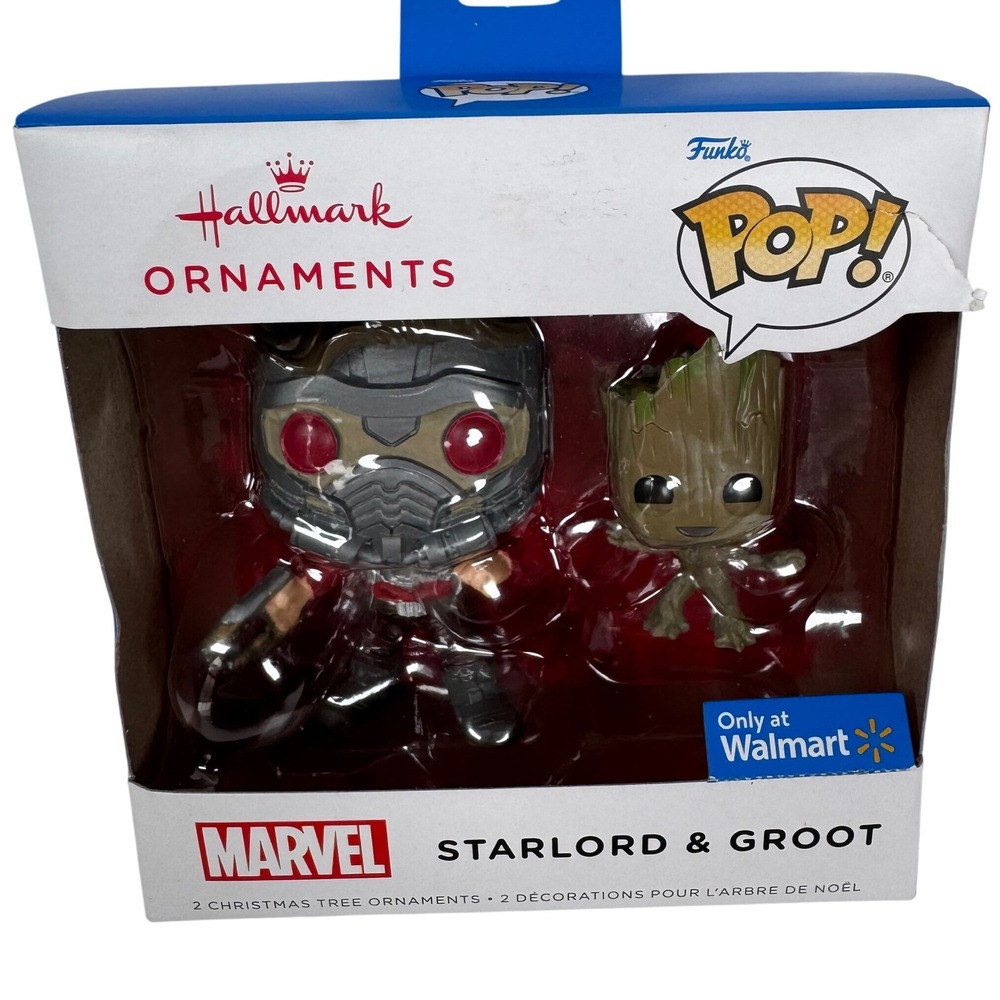 NIB Hallmark Funko Pop‎ Marvel StarLord & Groot Christmas Tree Ornaments Walmart